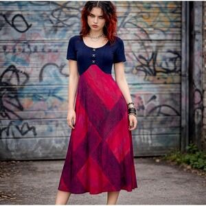 Vintage Y2K 90s Dress Sz M Babydoll Maxi Statement Dark Feminine Indie Witchy